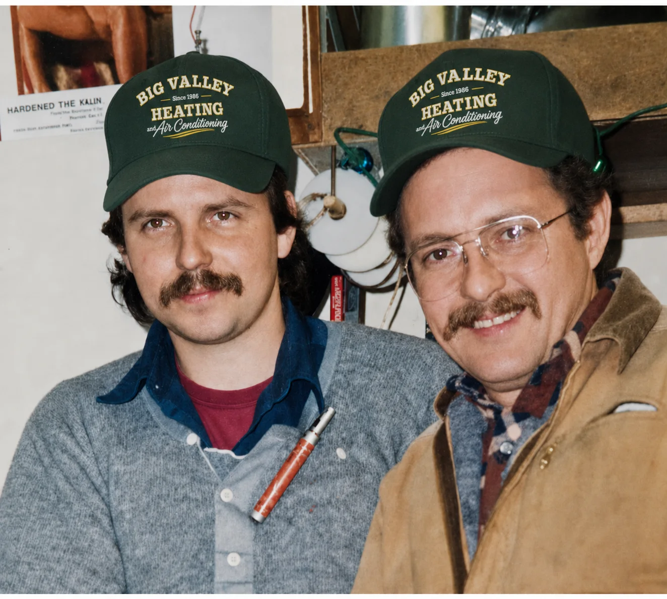 Founders Marlow Kirkwood & Ron McMyn in their Big Valley caps in the early days